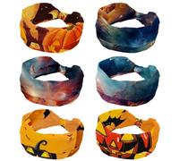 6 Pcs Galactic Nebula Starscape Women's Headbands Elastic Head Band Yoga Workout Head Non-Slip Sweat Soft Headbands Simple Versatile Hair Accessory Hairbands