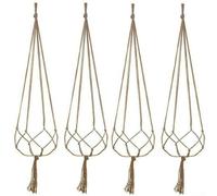6 Pcs Gardening Plant Pot Sling Hand-woven Linen Rope Flower Pot Pocket Hollowed-out Rope Basket Plant Holder Hanger
