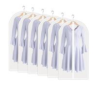 6 PCS Garment Covers, 60 x 120cm Dust-proof Clothes Covers, Moth Proof Coat Bag with Zip, Translucent Waterproof Anti-mite Breathable Suit Protector for Wardrobe Storage, Travel (White)