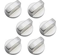 6 PCS Gas Stove Knob Metal Brushed 6mm Gas Stove Control Knobs Adaptors Universal Silver Control Switch Knobs Oven Switch Cooking Surface Control Locks for Various Oven Cooker Hob