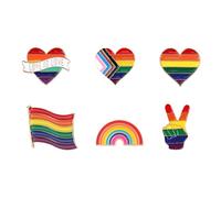 6 PCS Gay Pride Pin, LGBT Accessories Rainbow Heart Wavy Flag Enamel Brooch Equality Badges You Can Be Yourself with Me, Progress Flag Lapel Pins for Men Women Decoration Clothes Bags Party Supplies
