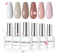 6 Pcs Gel Nail Polish Set BELLECREY Nude Pink Gel Nail Polish Kit White Nail Gel Polish Colors Light Purple Nail Art Gel Supplies Soak Off Nail Polish Set Gel Kit DIY Manicure Salon at Home