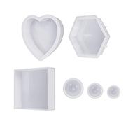 6 Pcs Geometric Ball Heart-Shaped Resin Molds Hexagonal Silicone Mold for Casting Home Decoration Desktop Decor Home Decor Molds