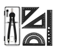 6 Pcs Geometry Set Maths Compass Sets Aluminum Alloy Maths Sets Including Protractor Compass Ruler and Eraser for Student Teacher Engineers