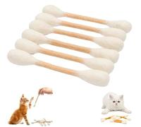 6 pcs Giant Qtip Cat Toy,Cotton Swabs Cat Toys with Catnip, Durable Dental Teething Ropes, Big Interactive Felt Kitty Kicker Play Lover Gift Accessories (Beige)