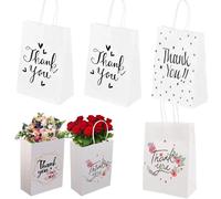 6 Pcs Gift Bags Thank You, with Handles Elegant Small Favor Bags, Mini Kraft Paper Bags for Mother's Day Teacher Appreciation Friend Birthday Party Clothing Wedding Boutique Multipack