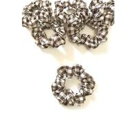 6 pcs Gingham Scrunchies. Small Sized, 8 cm Across. Hair Scrunchie Ponytail Holder. Suit Child/Thin Hair Or If You Like A Less Bulky Scrunchie. Brown