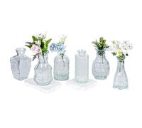 6 Pcs Glass Bud Vases Set Mini Flower Vase for Home Decor Clear Wedding Decor Small Vintage Table Centerpiece Decorations for Dining Table Reception and Floral Arrangements(Clear)