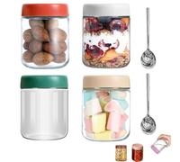 6 Pcs Glass Storage Jar and Spoon Overnight Oats Jar with Lids Overnight Oats Jar Glass Jars with Lids with Lids Overnight Oats Jarovernight Oats Container Preserving Jars Meal Prep Jars for Food Stor
