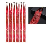 6 Pcs Glitter Hair Tinsel Extensions Kit - Straight, Colorful Hair Accessories for Women & Girls - Christmas, New Year, Halloween (Red)