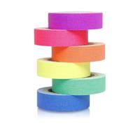 6 Pcs Glow in The Dark UV Tape,Fabric Tape,Coloured,Masking,Fluorescent,Pink,Electrical Tape,Luminous,Camera,Adhesive Tapes,in The Neon Gaffer Cloth for Decorative,Lighting Party Supplies,6 Colors