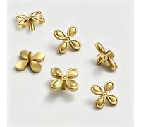 6 Pcs Gold Drawer Knobs，Solid Brass Single Hole Cabinet Knobs and Pulls, Modern 40x22mm Flower Shape Dresser Knobs for Kitchen Cupboard, Wardrobe Door, Furniture Hardware