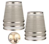 6 Pcs Gold Lamp Shade Set, Simple Chandelier Shades, Sheer Gauze Mini Lamp Shade with Clip On Design, Suitable for Ceiling Lights, Candelabras, Table Lamp Replacement, 5.9 x 5.5 in