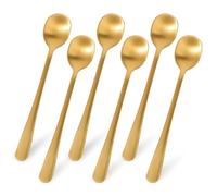 6 Pcs Gold Teaspoons Coffee Spoon Matte Dessert Spoon 5.1 inch Stainless Steel Satin Finish Coffee Spoons Teaspoons Set Coffee Stirring Tea Spoons for Ice Cream Dessert(Matte Gold)