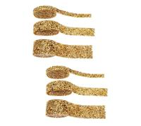 6 Pcs Golden Crystal Rhinestone Ribbon Roll Self Adhesive Craft Trim | Resin Hot Melt Backing, Sparkling Glittering Surface, Suitable for Hair Accessories, Costume Making and Wedding Parties