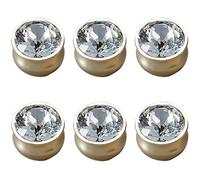 6 Pcs Golden Furniture Door Wardrobe Crystal Handles Clear Glass Door Knobs, Drawer Knob Drawer Pull Handle Cupboard Wardrobe Pull Home Decorating(Single Hole)