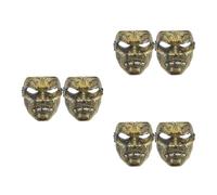6 Pcs Golden Plastic Carnival Mask for Halloween and Masquerade Balls | Vintage Demon Style, Full Face Coverage, Comfortable Fit, Resistant to Deformation, Versatile Use