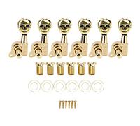 6 Pcs Golden Skull Shaped Electric Guitar Tuning Pegs, Wireless Guitar Machine Heads with Sealed Gear, Skull Design String Tuner Keys for Steel String Guitar and Bass
