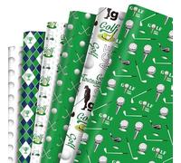 6 PCS Golf Wrapping Paper, Sports Birthday Wrapping Paper for Dad Men Golfer Boys, Gift Wrap for Sports Party, Birthday, Team Celebration, 50×70 cm