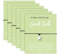 6 Pcs Good Luck Bracelets with Cards, Adjustable Unisex Black Rope Bracelet Set, Wish Bracelets for Teacher, Colleague, Students, Exams, Graduation