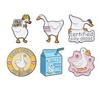 6 Pcs Goose Enamel Lapel Pins, Cute Badge Pins Funny Animal Brooch for Clothes, Backpacks, Hats