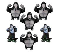 6 Pcs Gorilla Aluminum Membrane Balloons, Large Safari Animal Balloons Kit, Jungle Safari Animals Balloon, Orangutan, For Kid Boys Wild Zoo Woodland Themed Baby Shower Party Decoration