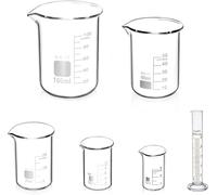6 Pcs Graduated Borosilicate Glass Beaker, Graduated Cylinder