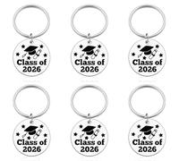6 PCS Graduation Keyring for Her Him Class of 2026 Graduation Keyring for University College Middle High School Graduate 2026 Souvenir for Senior Masters Degree Law School Nurse Phd Gift Keyrings