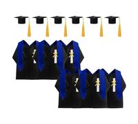 6 Pcs Graduation Wine Coat Bottle Covers Sets, Graduation Gown and Bottle Toppers Doctoral Cap with Tassels Suit, for Commencement Party and Celebrations (Blue)