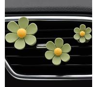 6 Pcs Green Daisy Flower Air Vent Clips Flower Car Air Freshener Clips Charms Air Conditioning Outlet Clip Car Inter Decor Accessories