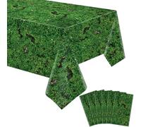 6 Pcs Green Moss Tablecloth Green Leaves Tablecloth Grass Tablecloths Plastic Forest Jungle Table Cover Plants Nature Themed Party Table Decor Forest Party Decorations Moss Theme Supplies 86 x 51 Inch