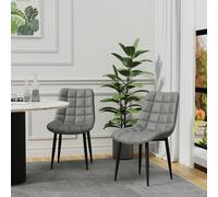 (6 pcs, Grey) Nova Modern Faux Leather Dining Chair Padded Seat Metal Legs Kitchen 2/4/6/8 PCS