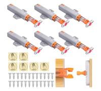 6 Pcs Grey Push to Open Door Catches, Heavy Duty Non-Magnetic Push to Open Latch for Kitchens, Cabinets, Wardrobes, Drawers (Comes with 24 x Screws)