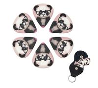 6 Pcs Guitar Picks Baby Panda with Glasses Guitar Pick Set Double-sided Personalized Bass Pick Plectrums with Organizer Storage Box Ukulele Picks Ukulele Accessories for Men Women