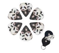 6 Pcs Guitar Picks Baby Pandas Guitar Pick Set Double-sided Personalized Bass Pick Plectrums with Organizer Storage Box Ukulele Picks Ukulele Accessories for Men Women