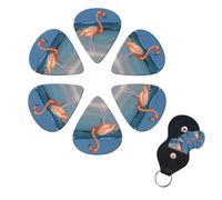 6 Pcs Guitar Picks Beach Flamingo Guitar Pick Set Double-sided Personalized Bass Pick Plectrums with Organizer Storage Box Ukulele Picks Ukulele Accessories for Men Women