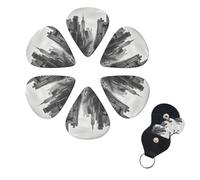 6 Pcs Guitar Picks Black and white New York Guitar Pick Set Double-sided Personalized Bass Pick Plectrums with Organizer Storage Box Ukulele Picks Ukulele Accessories for Men Women