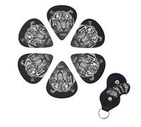 6 Pcs Guitar Picks Black and White Tiger Guitar Pick Set Double-sided Personalized Bass Pick Plectrums with Organizer Storage Box Ukulele Picks Ukulele Accessories for Men Women