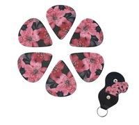6 Pcs Guitar Picks Black Flower Guitar Pick Set Double-sided Personalized Bass Pick Plectrums with Organizer Storage Box Ukulele Picks Ukulele Accessories for Men Women