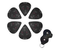 6 Pcs Guitar Picks Black Red Eyed Wolf Guitar Pick Set Double-sided Personalized Bass Pick Plectrums with Organizer Storage Box Ukulele Picks Ukulele Accessories for Men Women