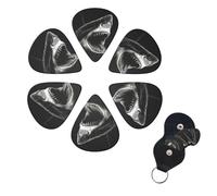 6 Pcs Guitar Picks Black Shark Head Guitar Pick Set Double-sided Personalized Bass Pick Plectrums with Organizer Storage Box Ukulele Picks Ukulele Accessories for Men Women