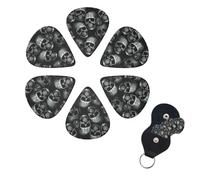 6 Pcs Guitar Picks Black skull Guitar Pick Set Double-sided Personalized Bass Pick Plectrums with Organizer Storage Box Ukulele Picks Ukulele Accessories for Men Women