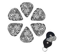 6 Pcs Guitar Picks Black White Tiger Guitar Pick Set Double-sided Personalized Bass Pick Plectrums with Organizer Storage Box Ukulele Picks Ukulele Accessories for Men Women