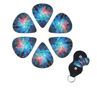 6 Pcs Guitar Picks Blue Aesthetic Color Splash Guitar Pick Set Double-sided Personalized Bass Pick Plectrums with Organizer Storage Box Ukulele Picks Ukulele Accessories for Men Women