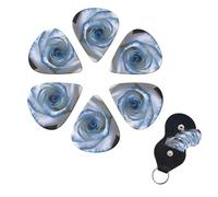 6 Pcs Guitar Picks Blue and white rose Guitar Pick Set Double-sided Personalized Bass Pick Plectrums with Organizer Storage Box Ukulele Picks Ukulele Accessories for Men Women
