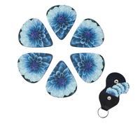 6 Pcs Guitar Picks Blue Dahlia Flower Guitar Pick Set Double-sided Personalized Bass Pick Plectrums with Organizer Storage Box Ukulele Picks Ukulele Accessories for Men Women