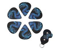 6 Pcs Guitar Picks Blue Dragon Guitar Pick Set Double-sided Personalized Bass Pick Plectrums with Organizer Storage Box Ukulele Picks Ukulele Accessories for Men Women
