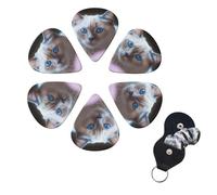 6 Pcs Guitar Picks Blue Eyed Cat Guitar Pick Set Double-sided Personalized Bass Pick Plectrums with Organizer Storage Box Ukulele Picks Ukulele Accessories for Men Women