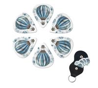 6 Pcs Guitar Picks Blue Hot Air Balloon Guitar Pick Set Double-sided Personalized Bass Pick Plectrums with Organizer Storage Box Ukulele Picks Ukulele Accessories for Men Women