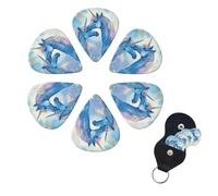 6 Pcs Guitar Picks Blue love Guitar Pick Set Double-sided Personalized Bass Pick Plectrums with Organizer Storage Box Ukulele Picks Ukulele Accessories for Men Women